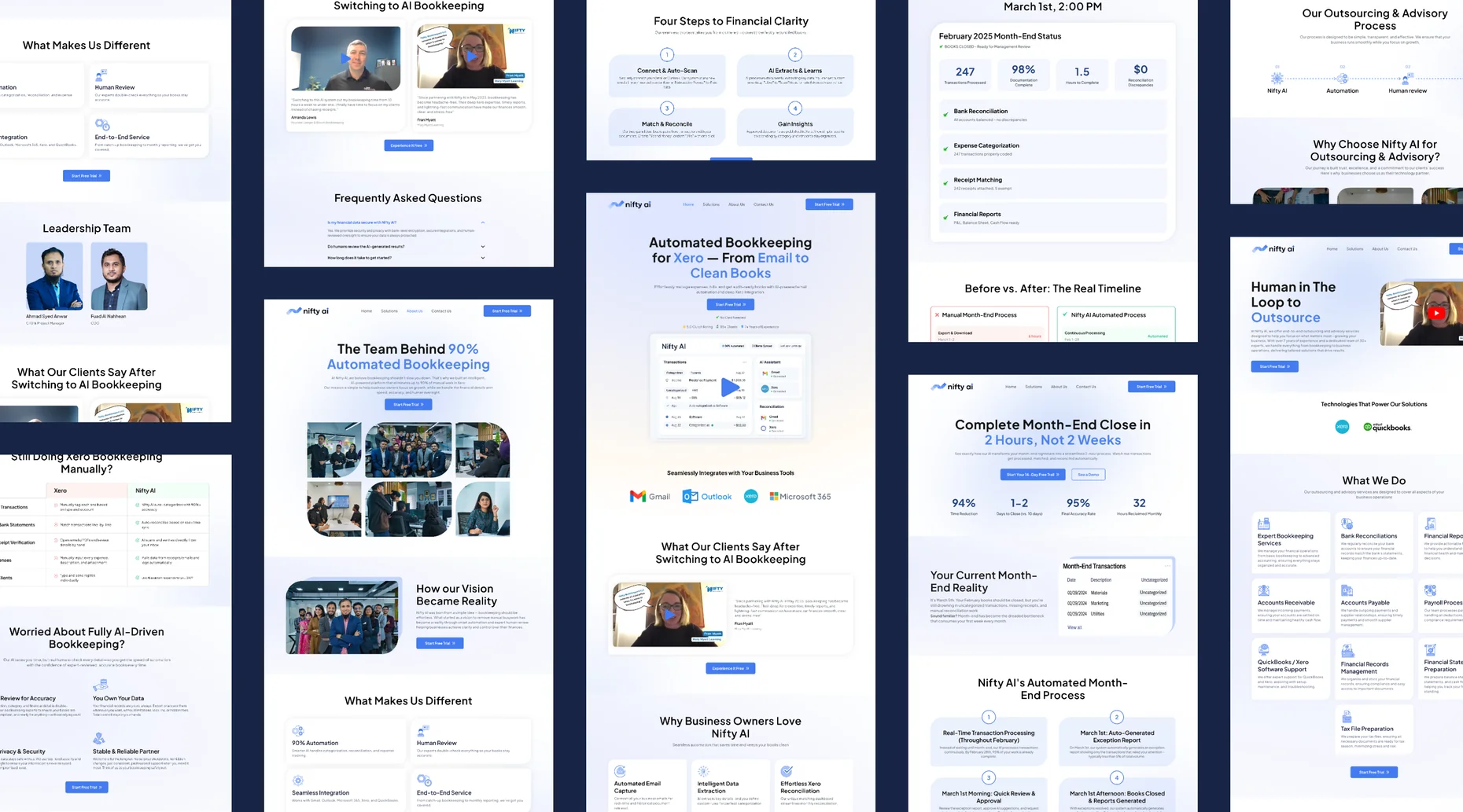A grid of Nifty AI page designs